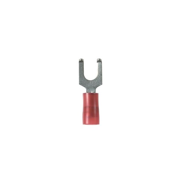 Fork Terminal, #6 Stud Size, 16 AWG, 600 V, Nylon Insulated, Red, 1000 PK